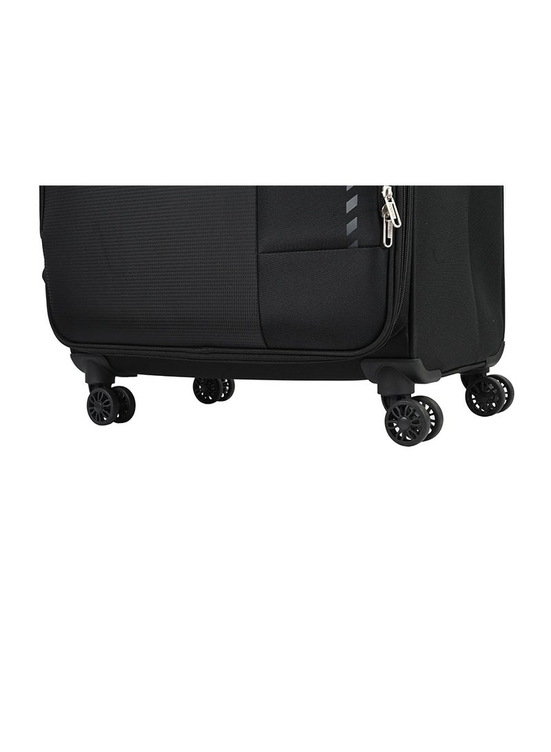 AMERICAN TOURISTER Marina Suitcase, Check-In Size 81 cm / 30 inch, 4 Spinner Wheels, Soft Top, 100% Polyester, Black|Inner Mesh Zippered Pocket|Expandable|TSA Lock|Voluminous Front Pocket - 3 Years International Warranty - Image 5